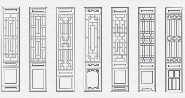 西平常用中式仿古花窗图案隔断设计图